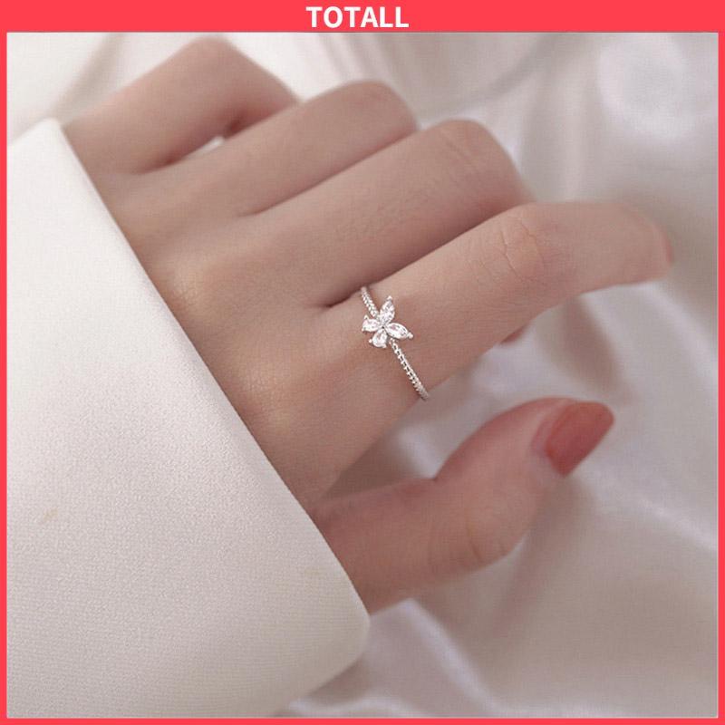 COD Cincin Kupu-Kupu Berlian Flash Cincin Jari Telunjuk Fashion Wanita Sederhana-Totall