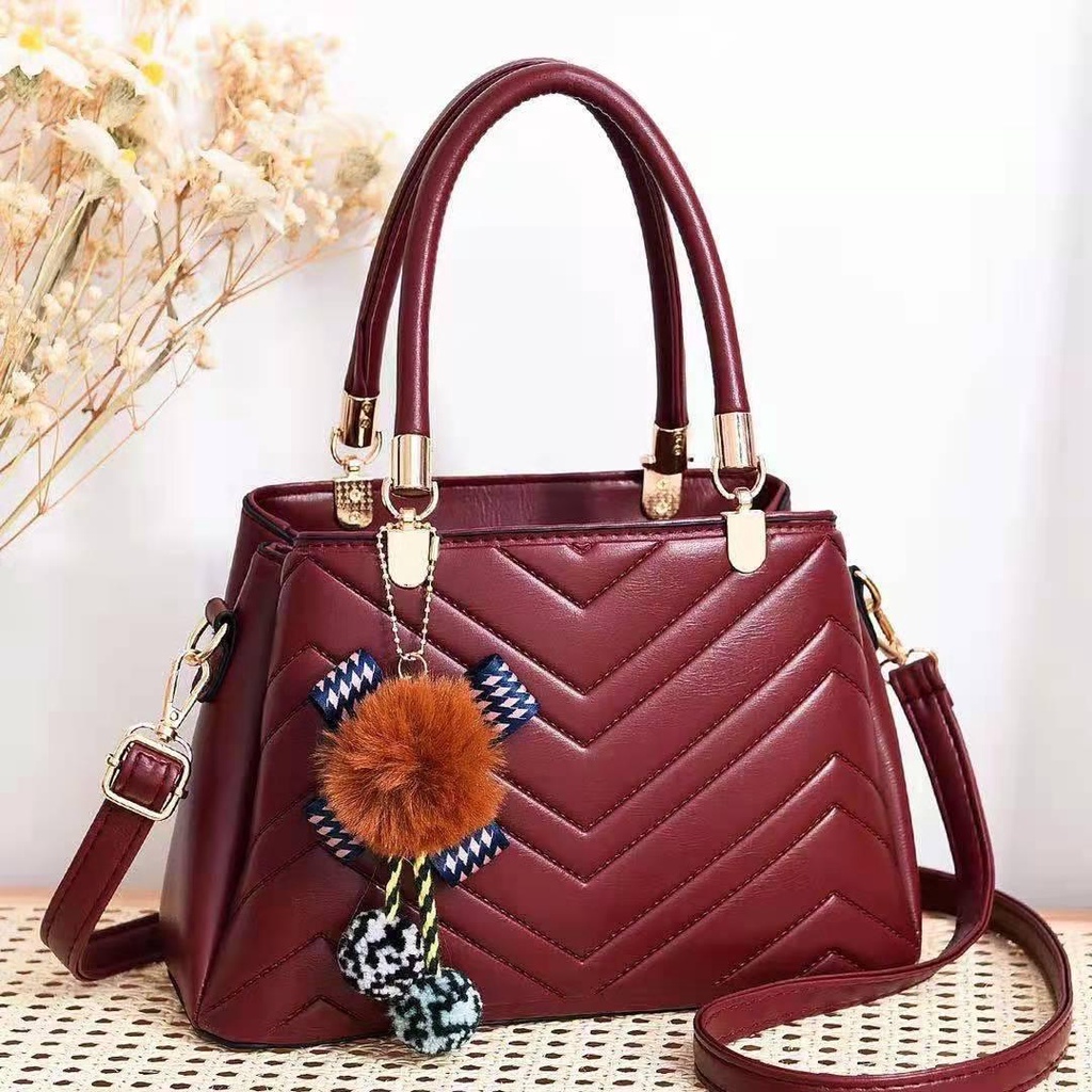 GT 1926 BQ 3136 RISCE TAS HAND BAG GANTUNGAN POM-POM IMPORT WANITA CEWEK PEREMPUAN JAKARTA BATAM