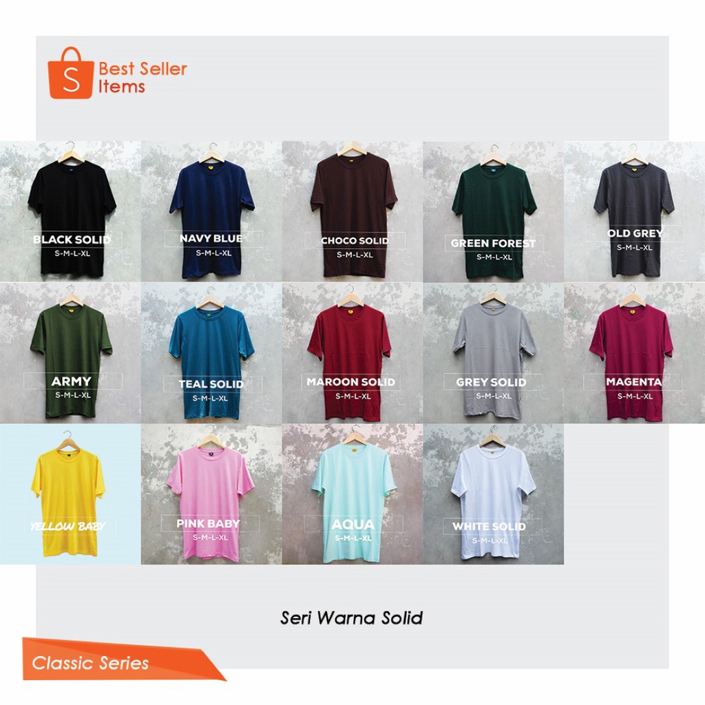 [BEST SELLER] Kaos Polos Pria | Baju Polos Pria Cotton Combed 30s | Koleksi Warna Terbanyak