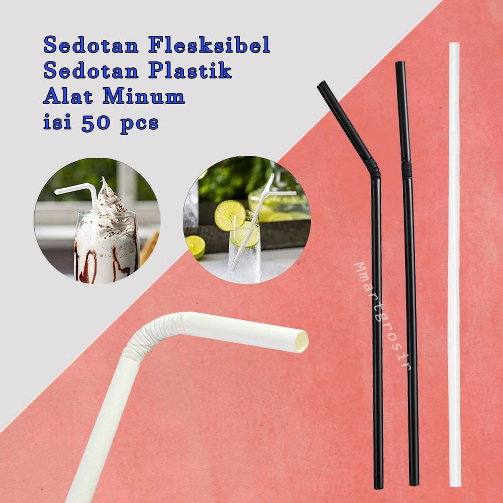 Sedotan Flesksibel / Sedotan / Sedotan Plastik / Sedotan / Alat minum / isi 50 pcs