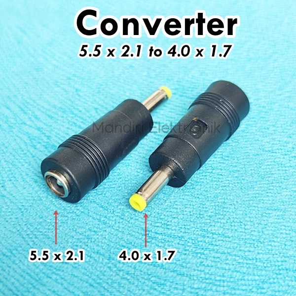 Sambungan Jack DC Female to Male Over Connector Jack DC 4.0mm x 1.7mm - Konektor Adaptor Lubang Besar Ke Kecil