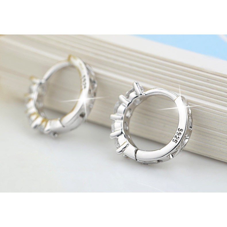 Fashion Perhiasan Perak Korea-Style Super Flash Baris Tunggal Anting Berbentuk Hati wanita Ear Studs Stud Earrings ai2-1826-4