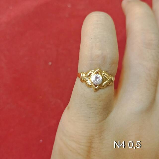 Cincin No 4 anak dan dewasa emas mas asli kadar 700 70% 22 1 satu gram z petir rante mickey permata cowok cewek