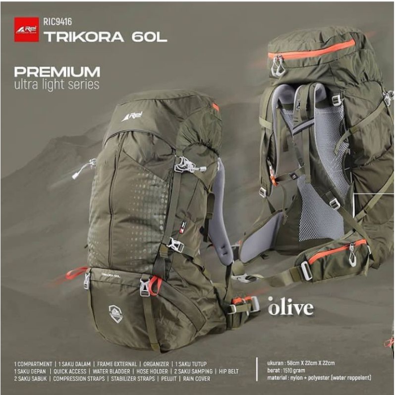 Tas Gunung || Carrier Premium Trikora 60L Arei