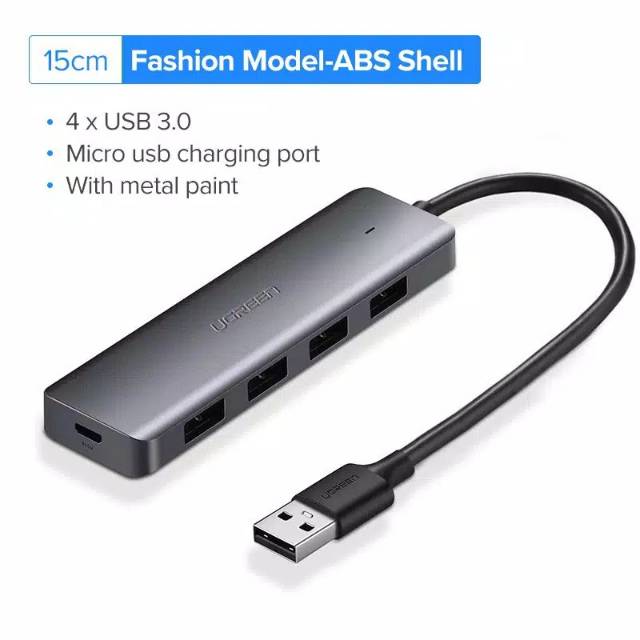 UGREEN USB 3.0 Hub 4 Port with Micro USB Power ULTRA SLIM