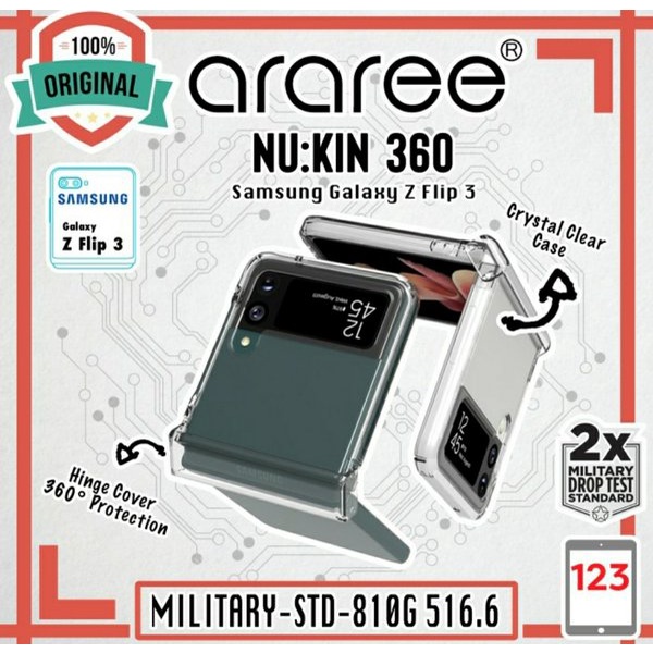 Original Official Nukin Hard Case Crystal Clear Transparan Cover Casing Samsung Galaxy Z Flip 3 5G