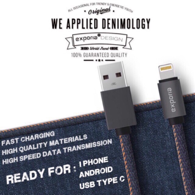 Kabel Data Charging Fast Charging / Denim Kabel / Original Exporia Design / Fast charging kabel