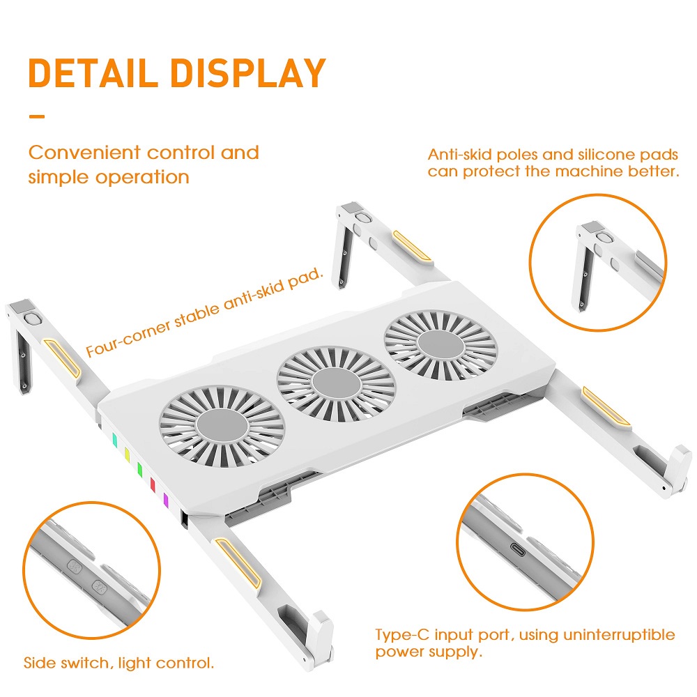 OUTMIX Notebook Cooling Pad Laptop Ultra Thin Radiator Cooler Base RGB