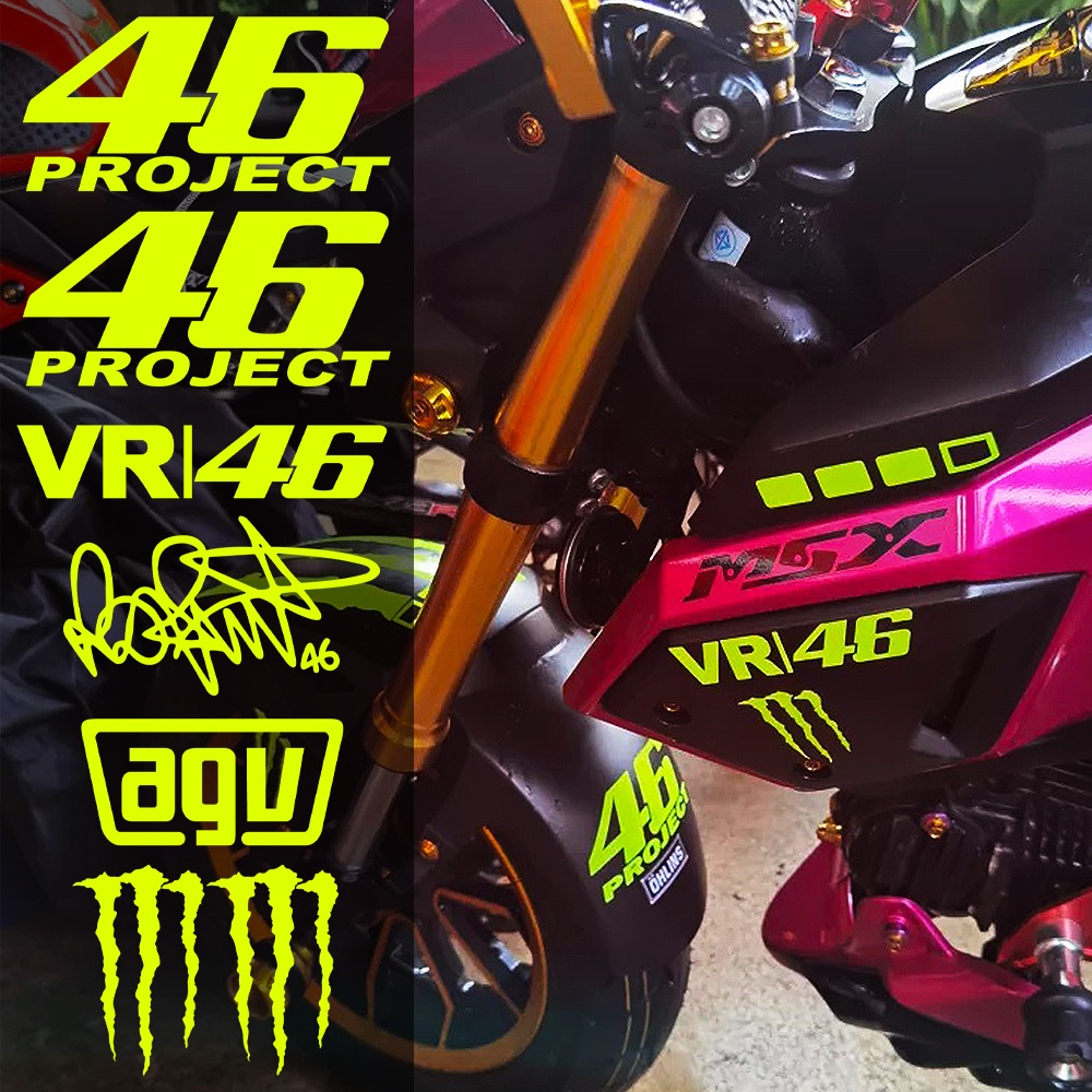 VR 46 Rossi Motor Stiker Motorcross Sisi Stiker Fender Stiker AGV Helm Neon Kuning Stiker