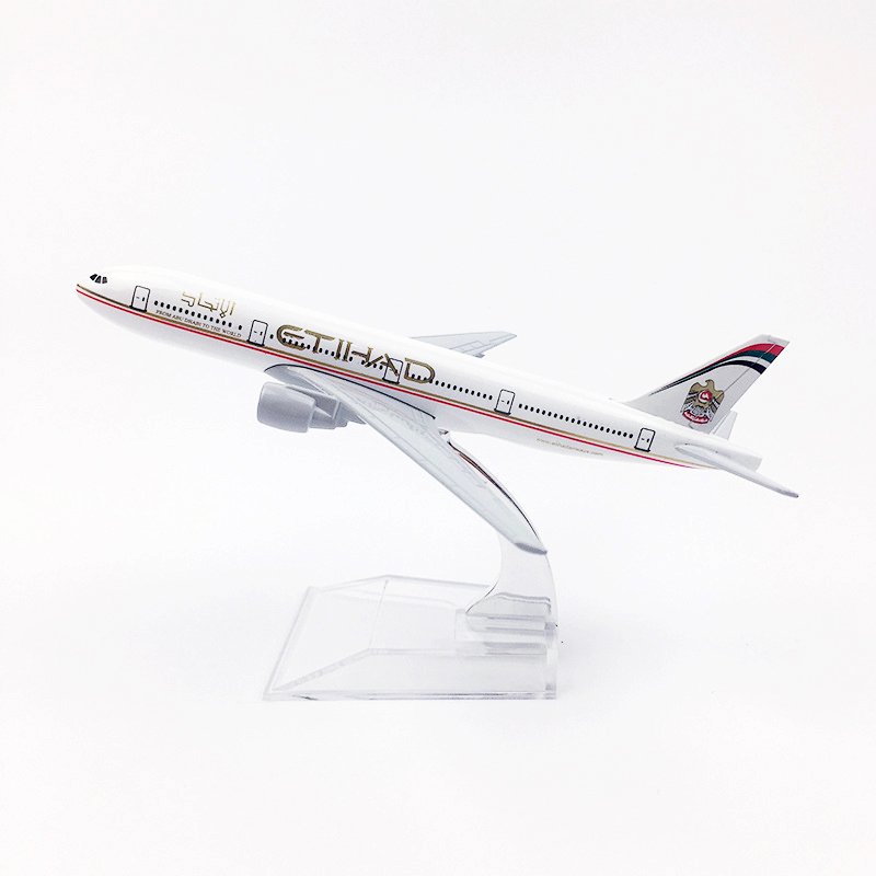 Etihad B777 Mainan Model Pesawat Terbang Airline Boeing 777 Bahan Metal Die-cast 16CM Untuk Hadiah