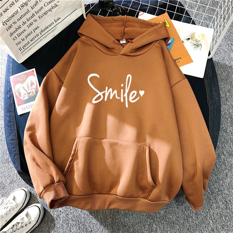 Parisdivarious Sweater Hoodie Jemper Smile Bahan Fleece Size S - XXL (Pria &amp; Wanita)