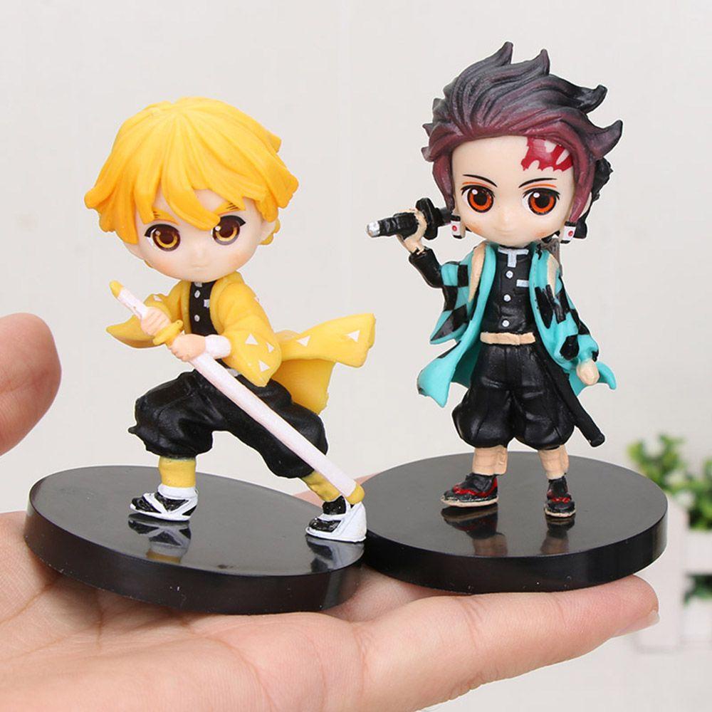 Suyo 6Pcs / Set Miniatur Patung Anime Demon Slayer Kimetsu No Yaiba Bahan PVC Untuk Dekorasi