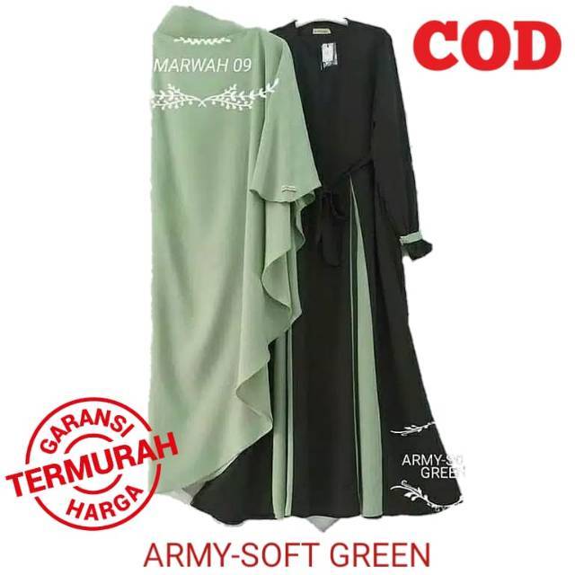 (Promo ) MARWAH SET + KERUDUNG POLOS MOSCREPE HAJI GAMIS SYARI (mds)