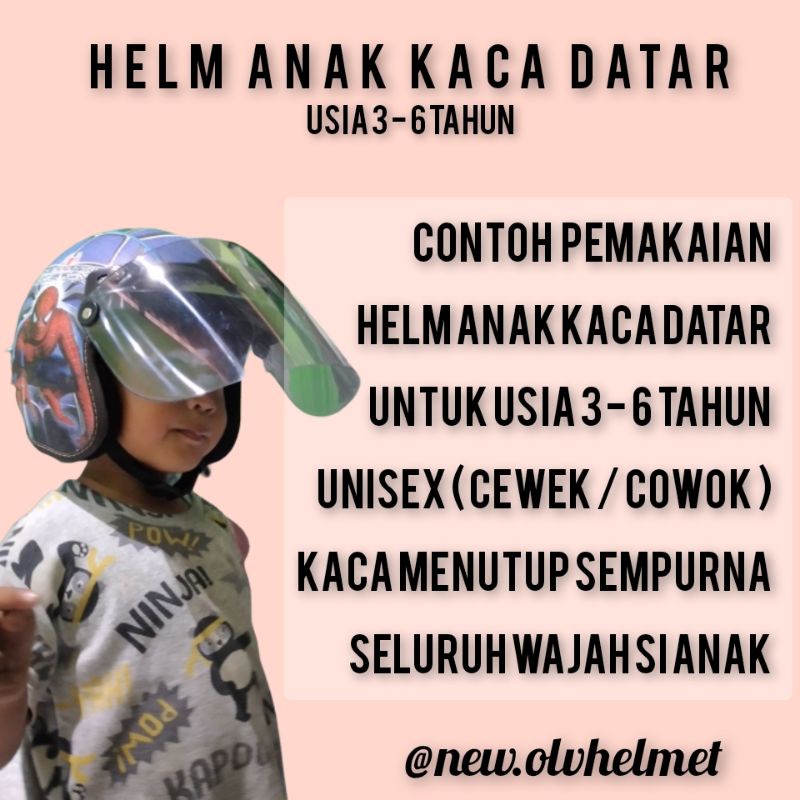 HELM BOGO ANAK KARAKTER 3 - 5 TAHUN KACA DATAR SNI FREE PACKING