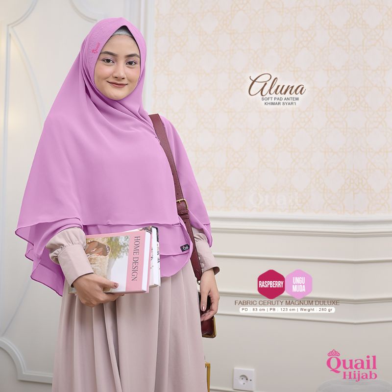 Hijab Instan Bergo Khimar Ceruty Syari Original Jilbab Quail ALUNA