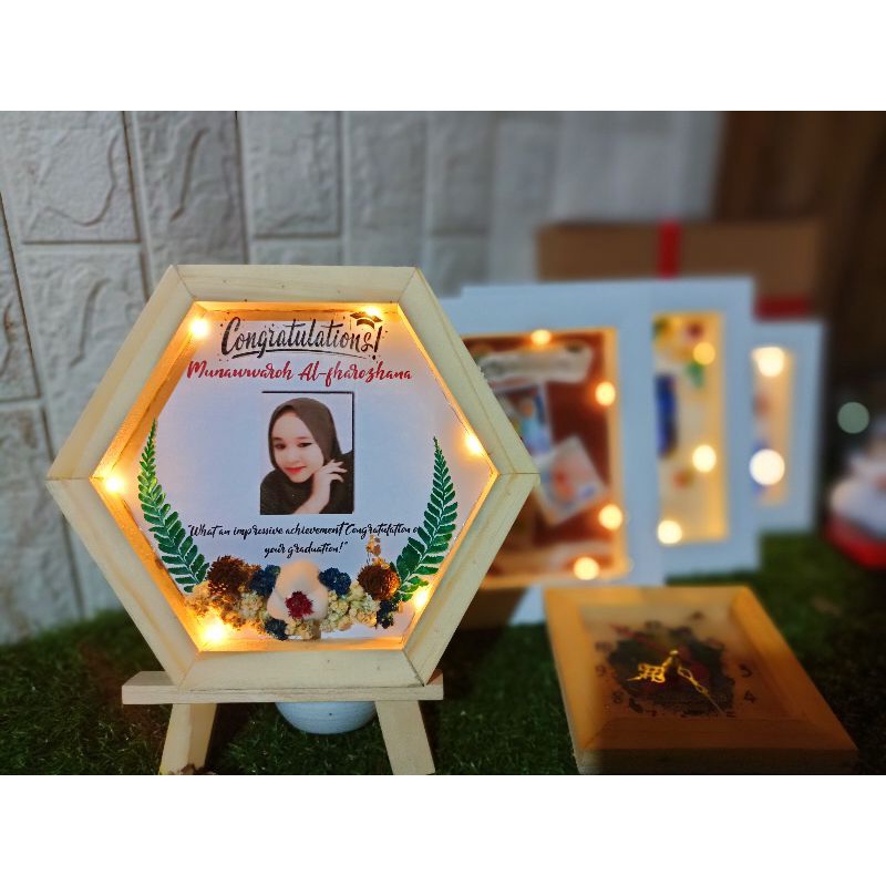 Kado rustik Hexa  frame 3D kayu  pilihan || kado ulang tahun kado pernikahan kado anniversary