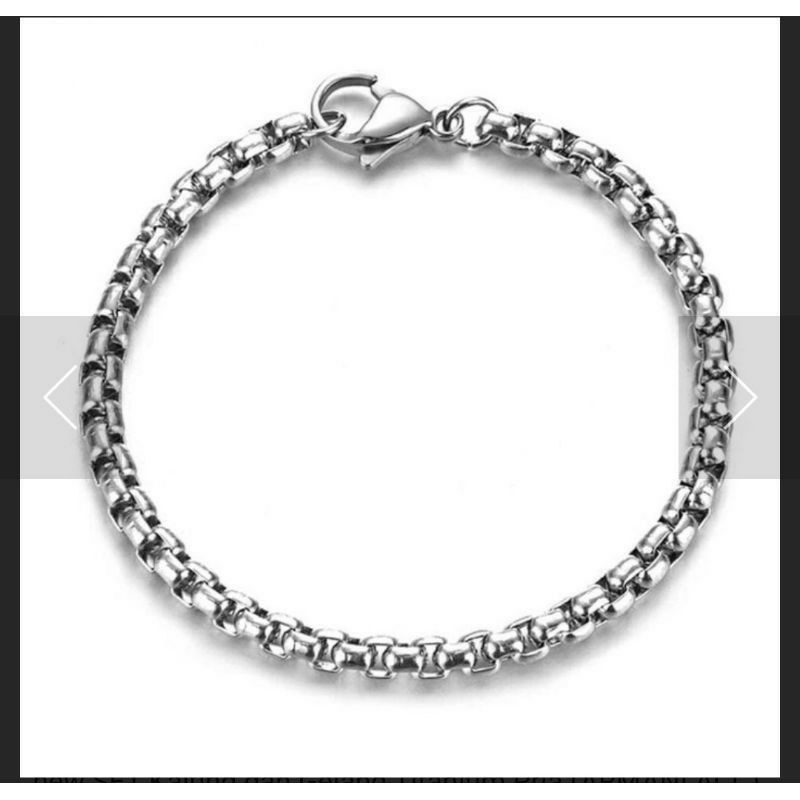 gelang rolo titanium silver termurah pria dan wanita