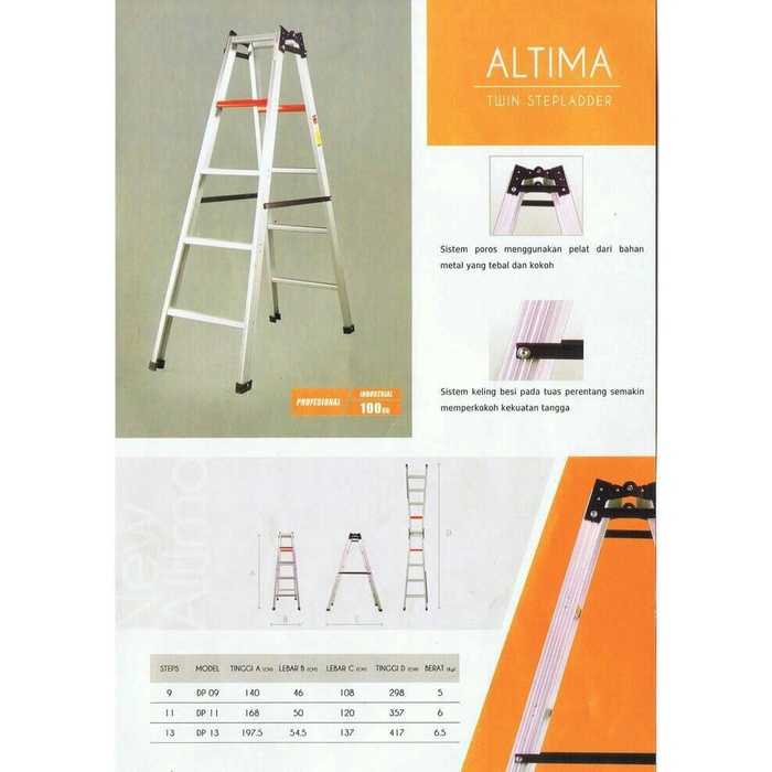 Tangga Lipat Tangga Lipat Alumunium Fortuna Altima Dp 11(1,7 M)