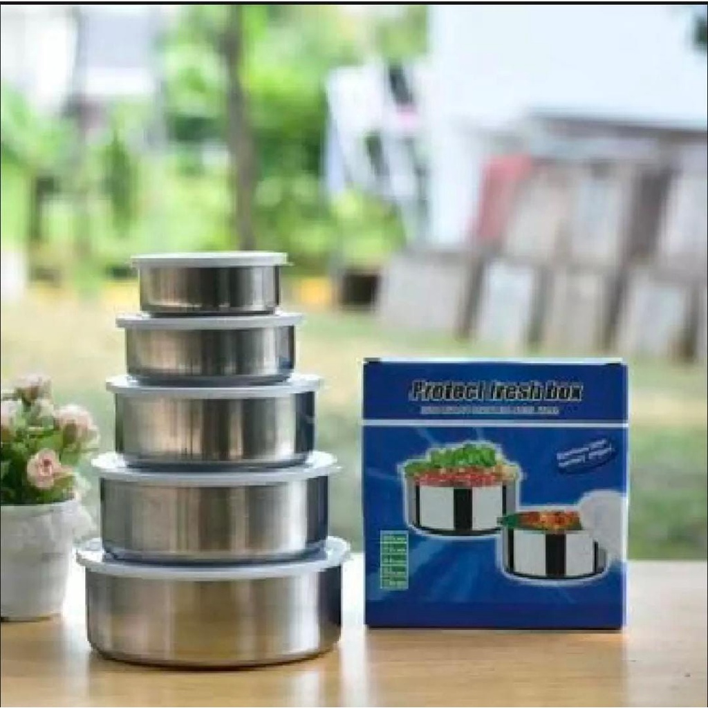 Fresh Box Rantang Panci 5 Susun Stainless 5 In 1 Baskom Tempat Nasi Sayur Lauk Pauk