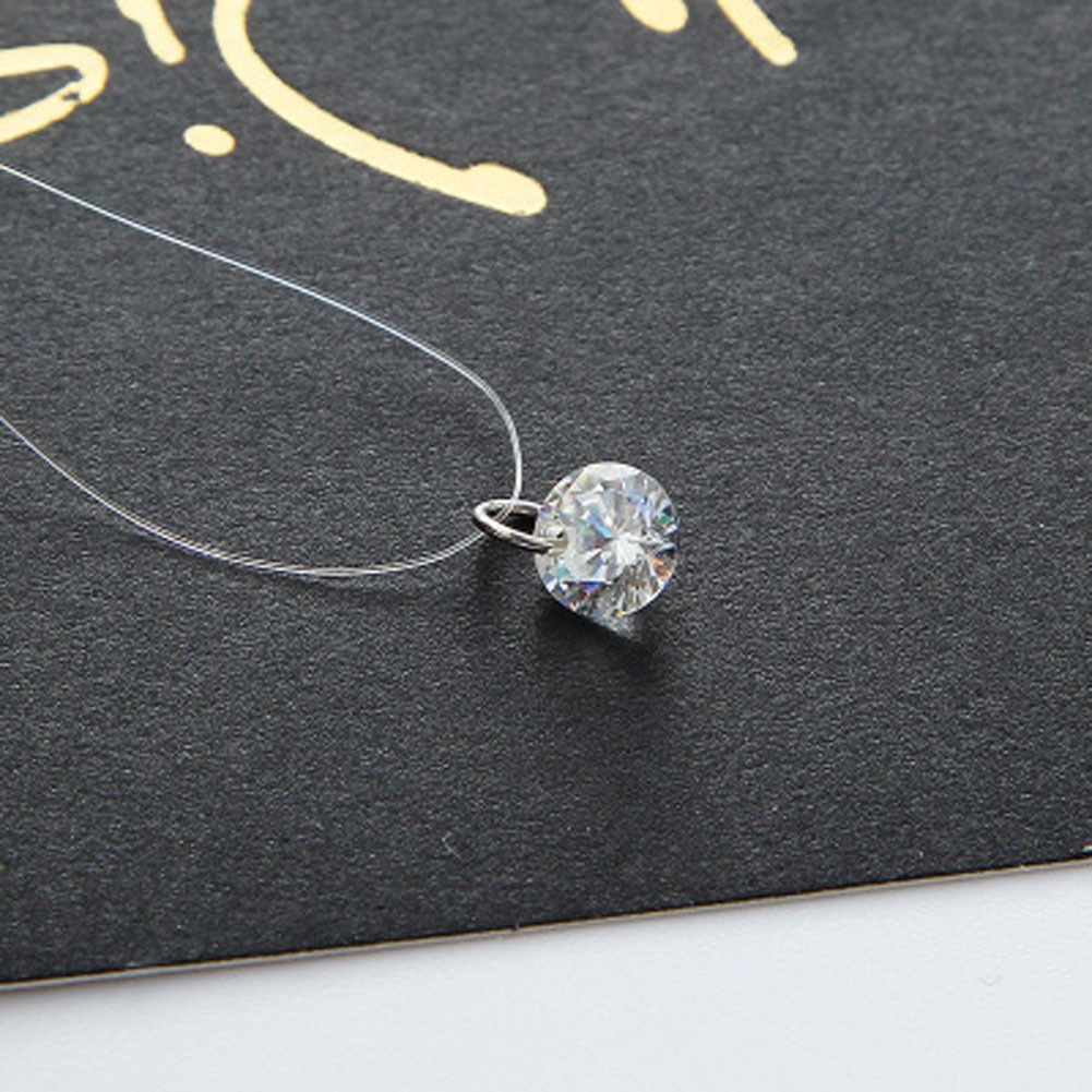 Floating Illusion Clavicle Zircon Pendant Chain Necklace Elegant Exquisite Minb