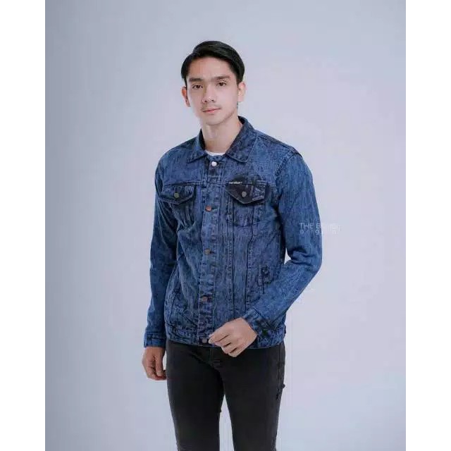 JAKET JEANS COWOK || JAKET JEANS PRIA BLUE SANDWASH JEANS DENIM TEBAL PREMIUM QUALITY M , L, XL, XXL