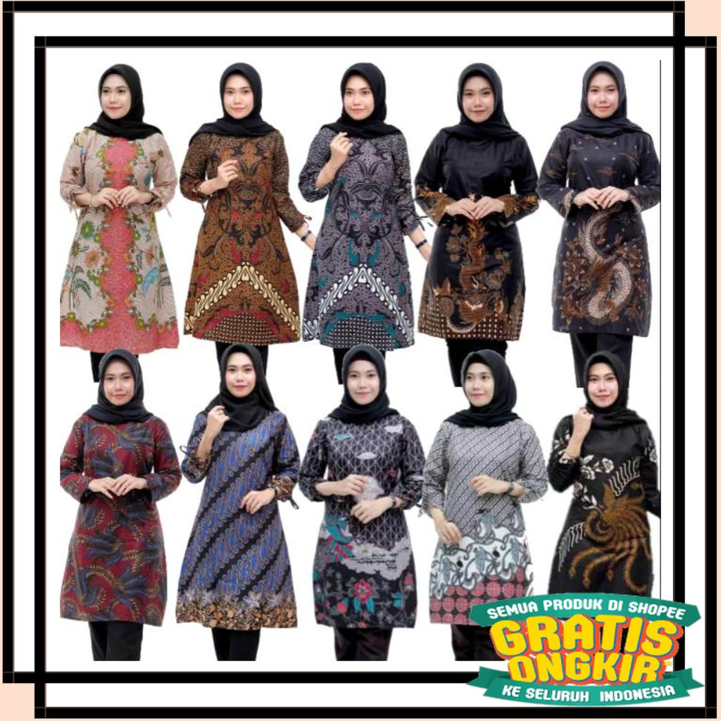 BAJU BATIK MODERN SOLO AIR KOMBINASI INDONESIA MALANG / Batik tunik Ghadi Ready Seragam M L XL XXL