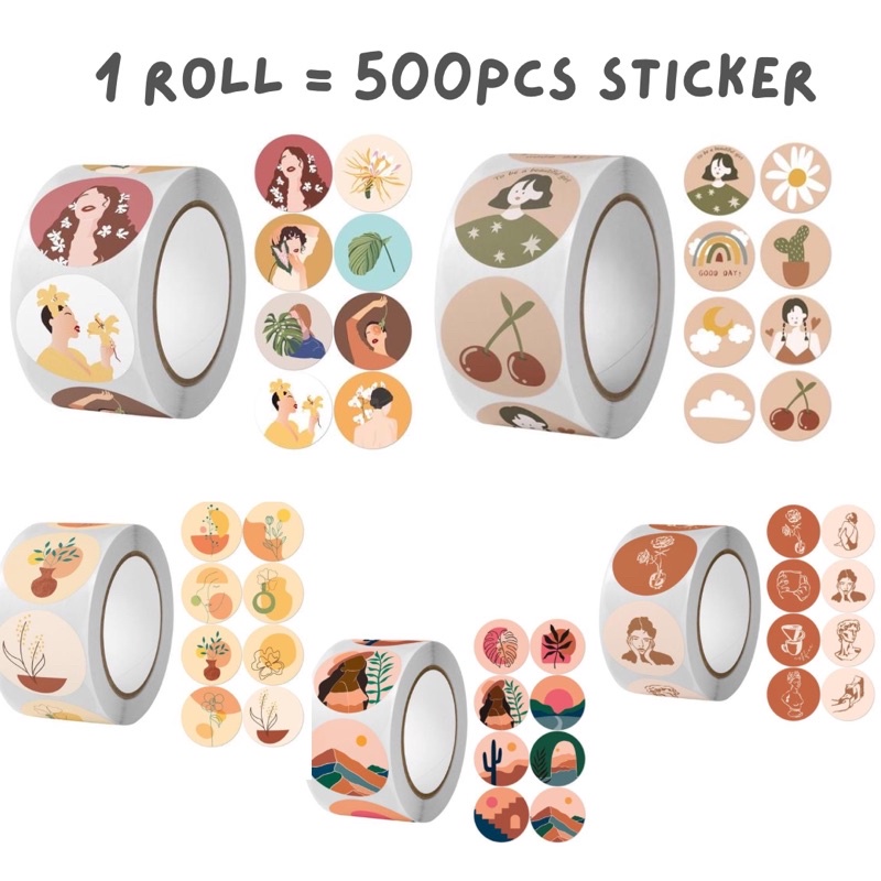 

1 Roll 500pcs Sticker Bulat Aesthetic || Sticker Aesthetic Sticker Ins Korea Sticker Hiasan Sticker Lucu Kawai Imut Sticker Hias Photocard PC Planner Journal Jurnal Scrapbook Bujo Diary Gift Sticker Thankyou Label Sticker Murah