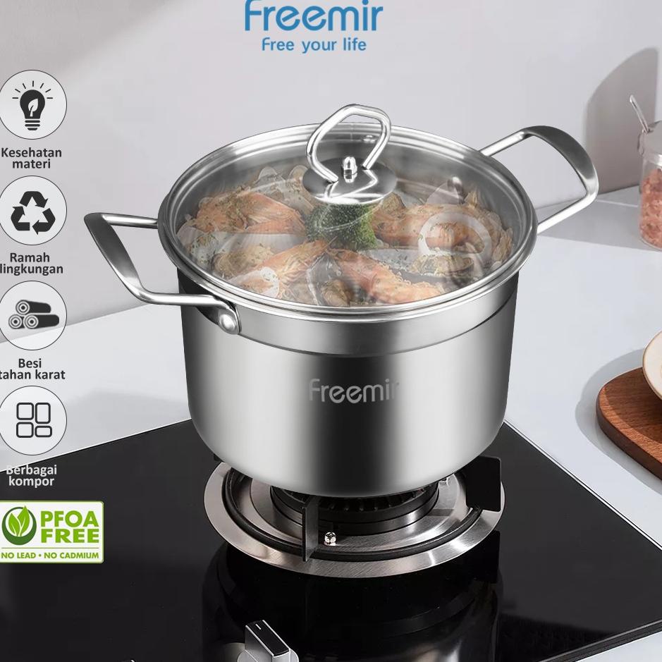 Langsung pesan-- [SPECIAL PRICE] freemir Panci Kukus 28 cm Tutup Kaca Panci Rebus 20 cm Stainless St