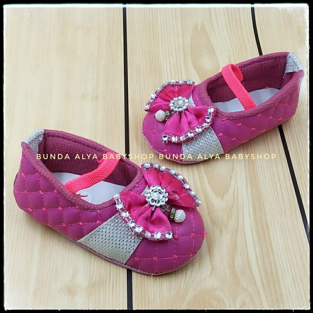 Sepatu Bayi Perempuan Pita PINK TUA- Prewalker Baby Girl - PW Bayi - Sepatu Bayi Alas Lembut SALE