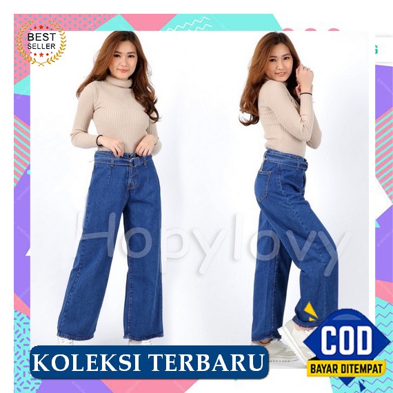 Celana Jeans Wanita Kulot Smith Dark & Light Motif Cakar Bahan Stretch Melar Premium By Evodom Domin