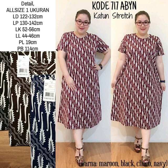 SUPPLIER JUMBOBIGSIZE: BAJU DRESS TERUSAN BATIK PANJANG LONG KATUN STRETCH LUCU JUMBO BIG SIZE 717