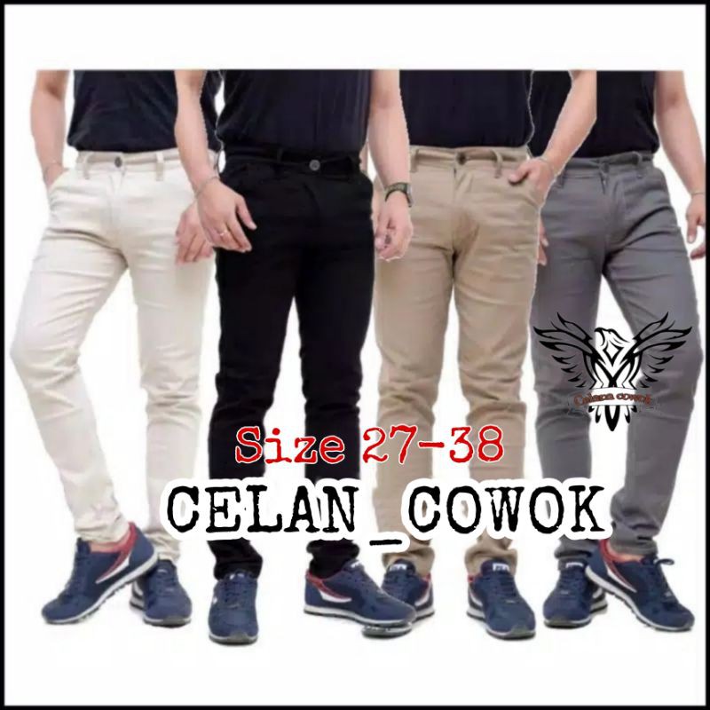 CELANA PRIA CHINO Slim fit Panjang Kerja kantor Santai Liburan Cowok Gentleman