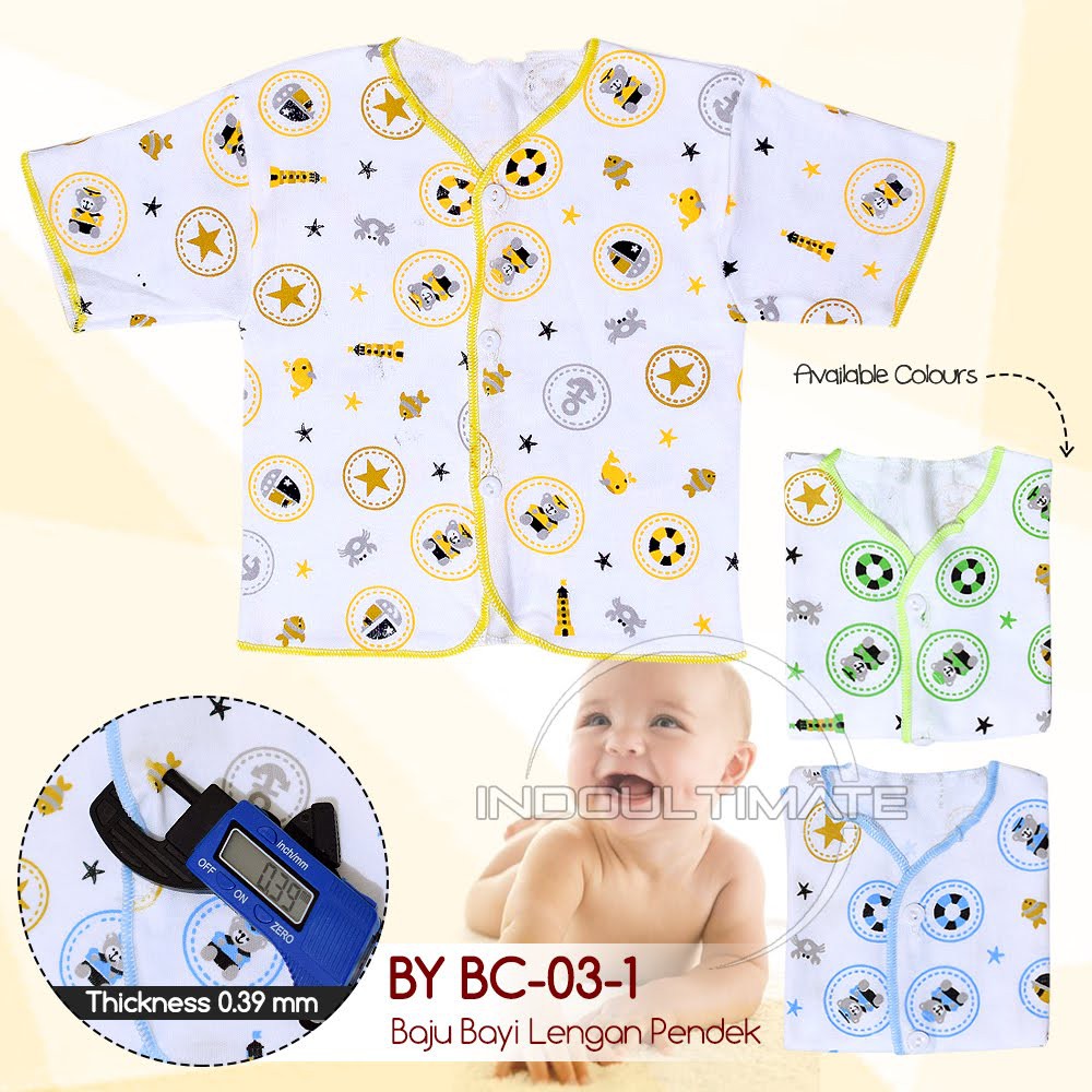 Baju Bayi DIPFY Double Knit Pakaian Kaos Atasan Lengan Pendek Bayi Newborn Baru Lahir BC-03-1