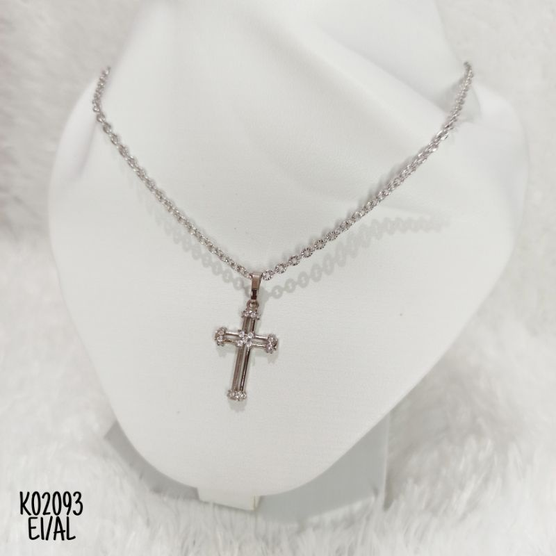 Kalung Fashion Rhodium Salib Silver K02093