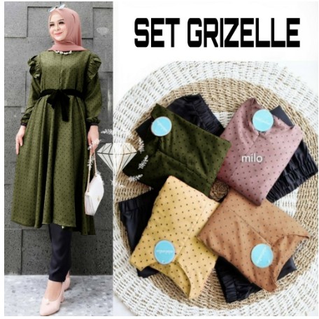 SETELAN TUNIK GRIZELLE WANITA || SETCEL ONE SET BAHAN HYGET TERLARIS & TERMURAH KEKINIAN 2021