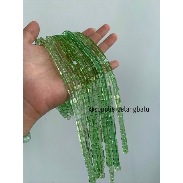 kristal Ceko kotak 6 x 6mm green QUARTZ crystal bening bross PREMIUM