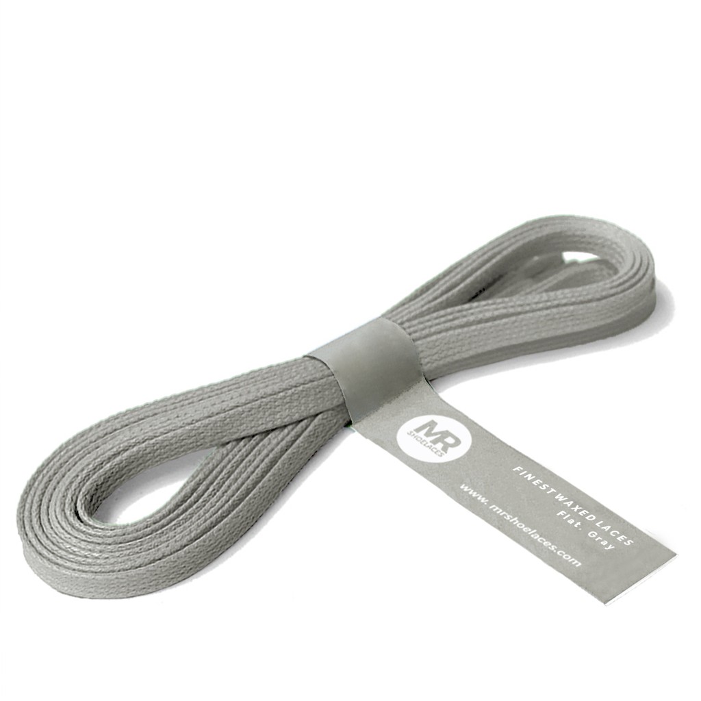 MR Shoelaces FA08 Gray Abu-Abu Tali Sepatu Lilin 5mm Gepeng Flat Pipih (Waxed Laces) 90cm 100cm 120cm 150cm 200cm - Premium Shoelace