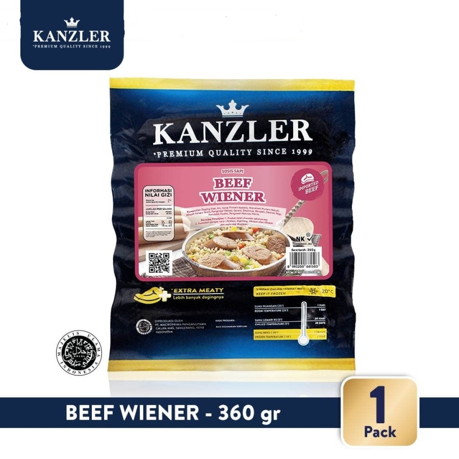 BEEF WIENER KANZLER 360GR / 5PCS SOSIS SAPI HALAL