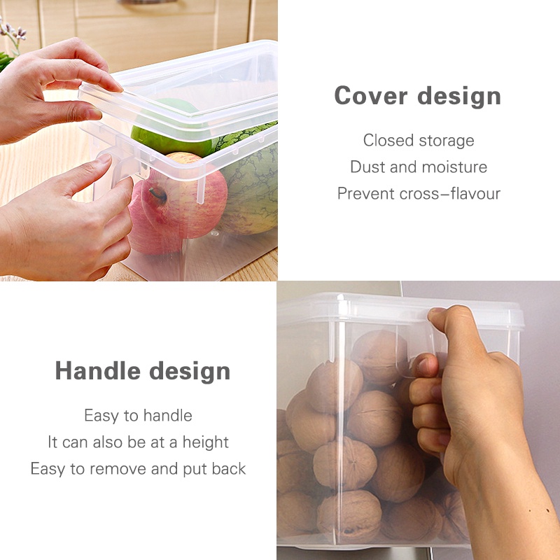 Refrigerator Fresh Food Container / Kitchen Transparent Plastic Dumplings Vegetable Egg Storage Box With Lid For Kitchen