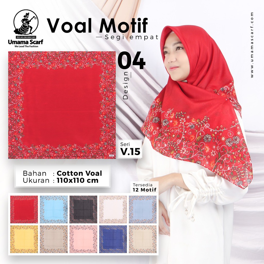 Grosir 10 Pcs Hijab Segi Empat Voal Motif 04 Bahan Cotton Voal - By Umama