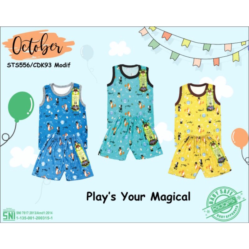 3pcs_ setelan kutung RIDGES Dinoland adventure ,  OCEAN PARK,  Dino on desert , jurasic park ,rainbow cats,Lion roar/ setelan singlet bayi size 0-12 bulan / stl ridges kutung