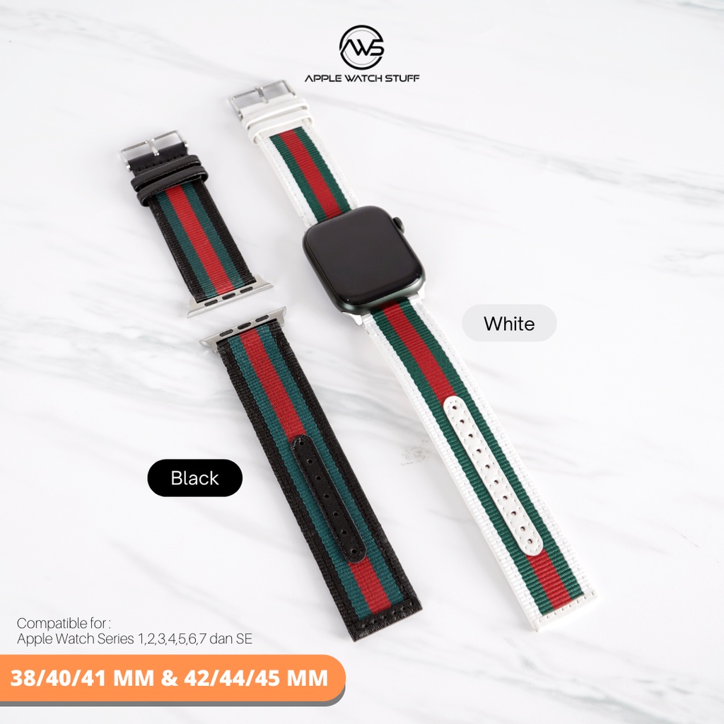 Apple Watch Gucci Strap Premium Quality Nylon + PU Leather