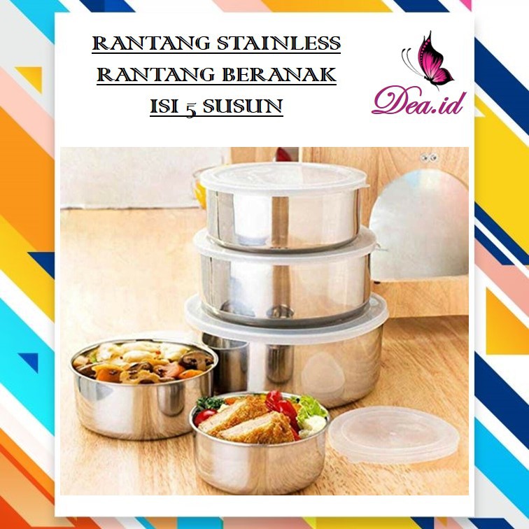 [DEASHOP][SET KITCHEN] RANTANG SUSUN 5 STAINLESS / RANTANG BERANAK FRESHBOX  STAINLESS