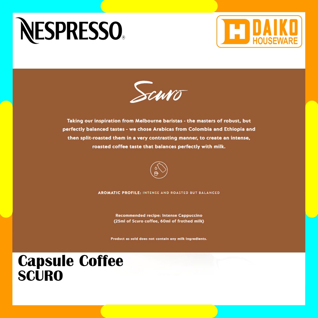 Capsule Nespresso Scuro Original Nestle Pack - Coffee Barista Creations Kopi Kapsul Expired Panjang