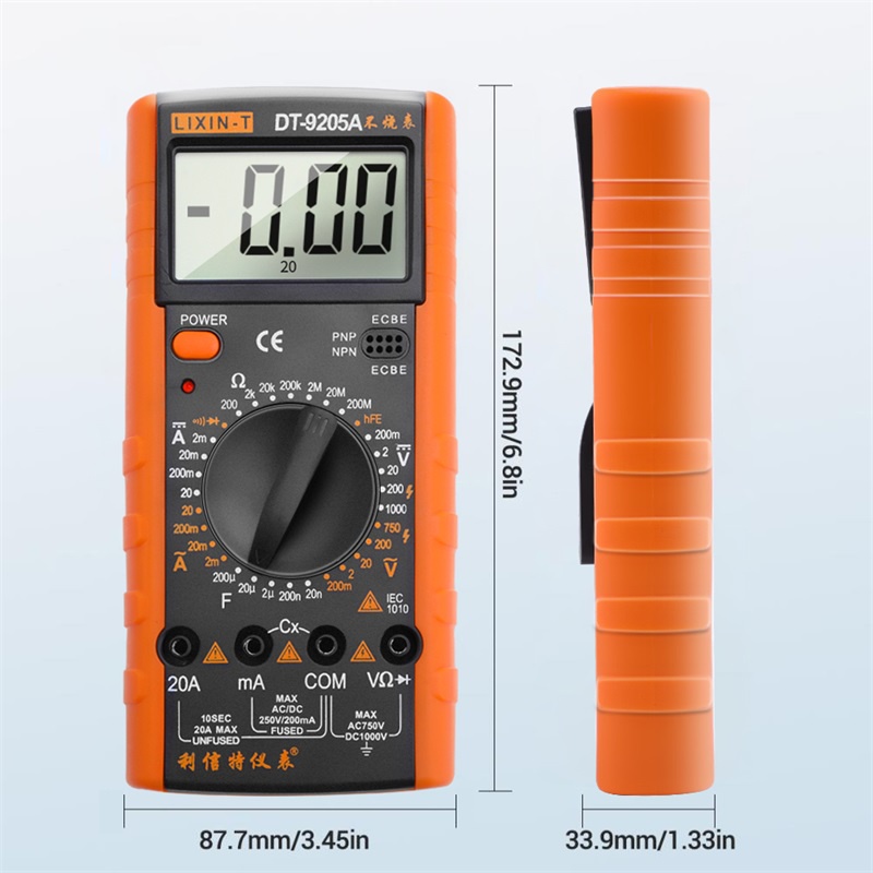 【 termasuk baterai】DT-9205A Avometer Multitester Alat Pengukur Multimeter Digital