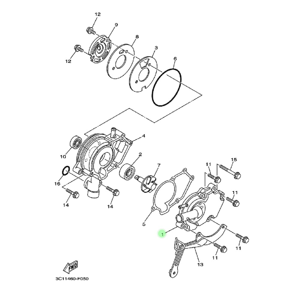 COVER HOUSING BLOK RUMAH WATERPUMP WATER PUMP VIXION 3C1 NVL R15 LAMA OLD ORIGINAL YGP 3C1-E2422-00