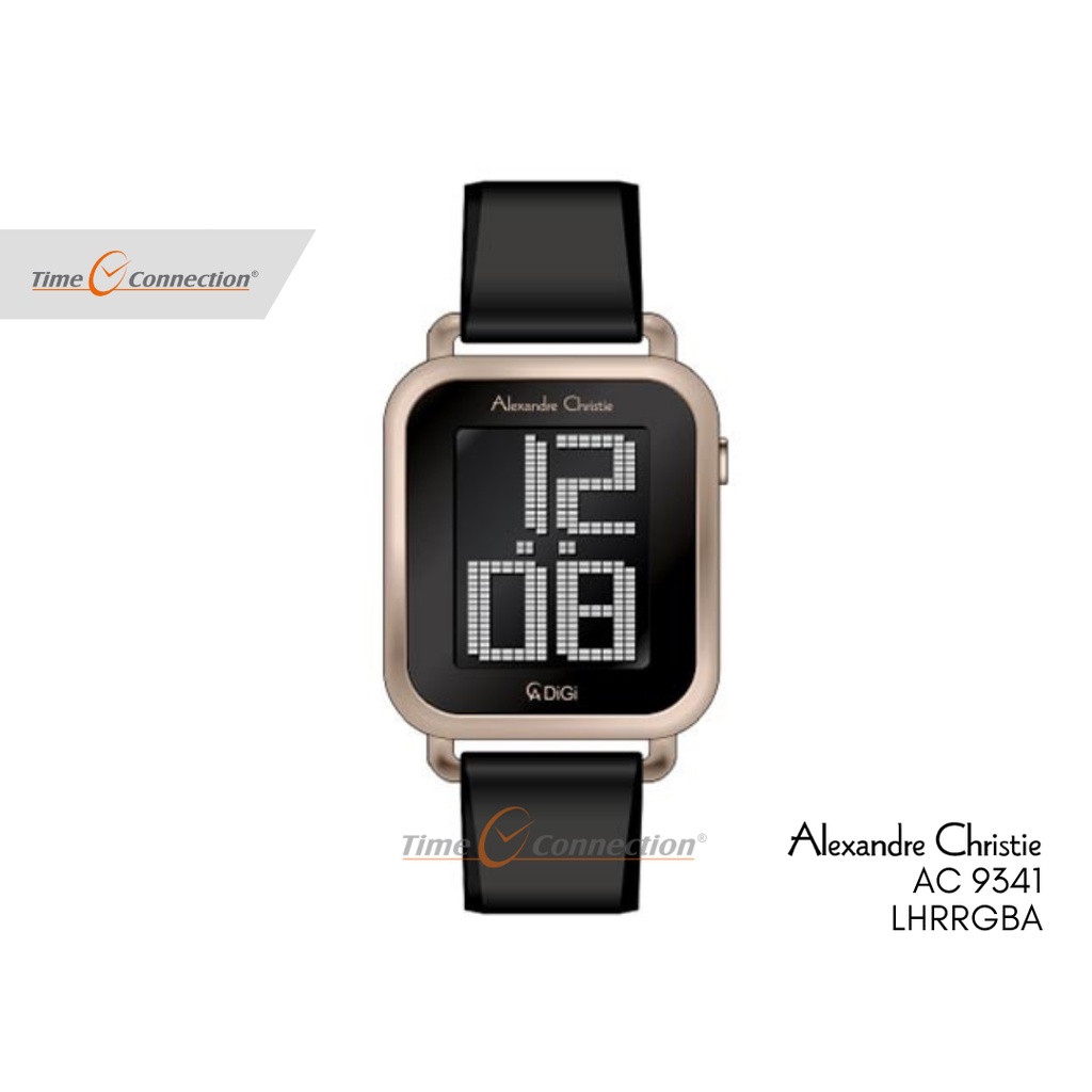 Alexandre Christie AC 9341 LHRRGBA Hitam Rosegold Original / Jam Tangan Wanita Digital Karet / Rubbe