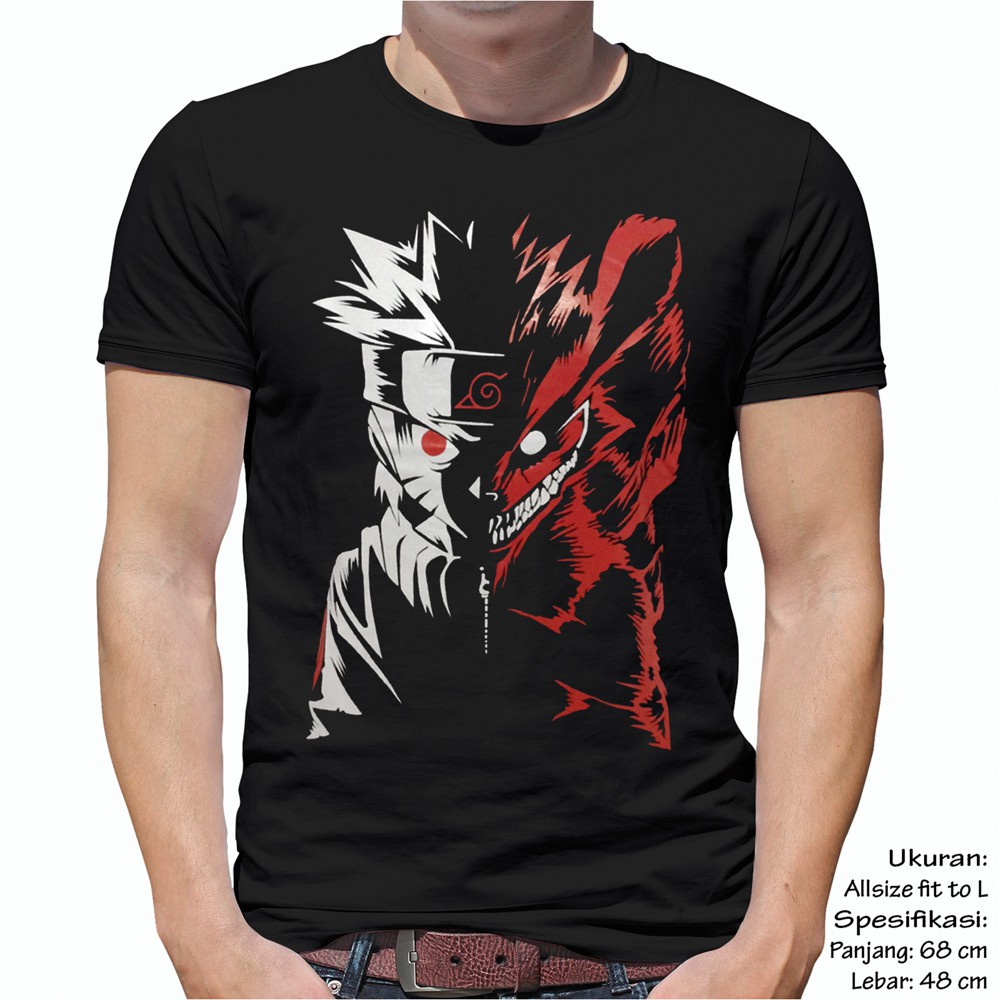 Kaos Anime Baju  NARUTO  NINE TAILS Pakaian Pria Shopee 