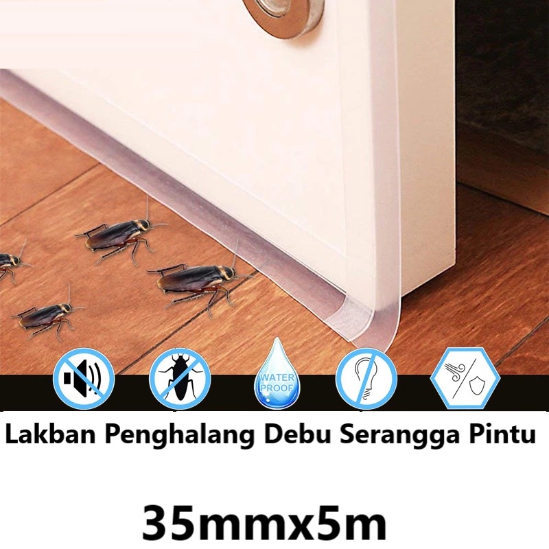 Lakban Penghalang Debu Serangga Pintu Rubber Flex Door Seal Strip Bottom Seal Waterproof 35mmx5m - EACC25