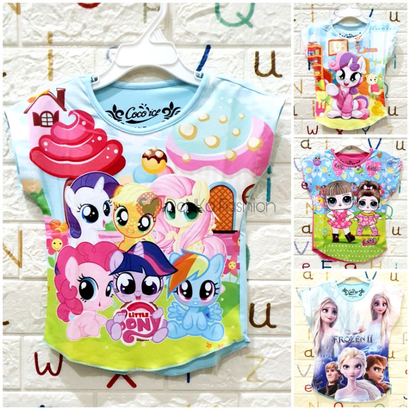 Tshirt Coco Ice 1-8T Frozen Little Pony LOL Unicorn kaos anak perempuan - PART 1